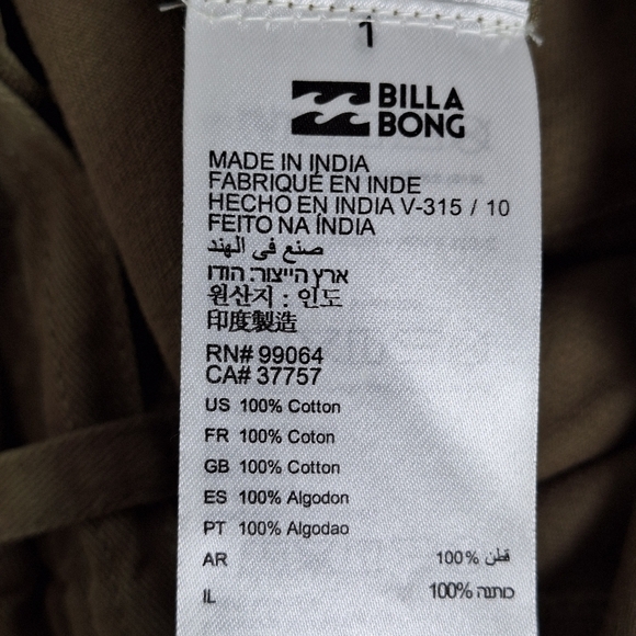 NWT Billabong Women Size 25 100% Cotton Brown Belted Cuffed Shorts Pockets - Picture 9 of 14